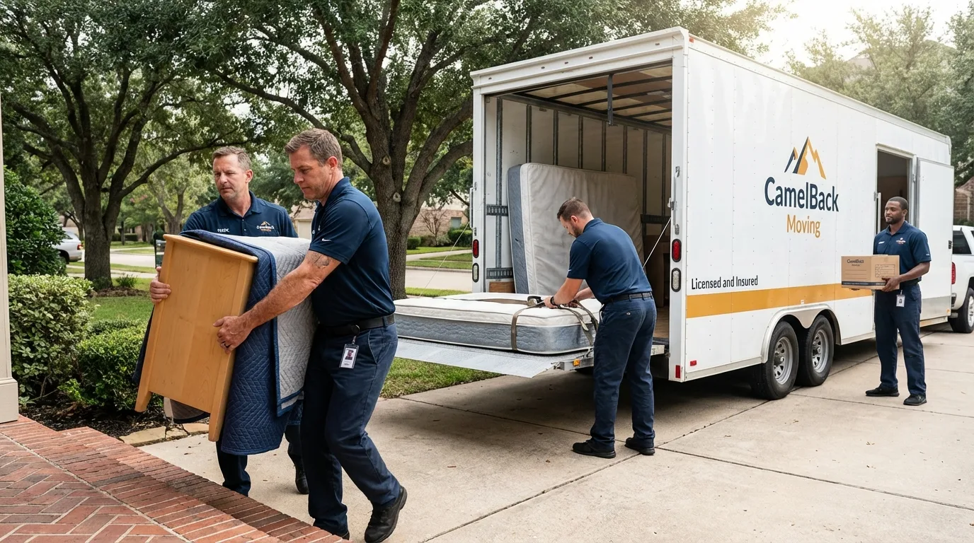 Crew loading residential truck for cross-state move from Darien, GA